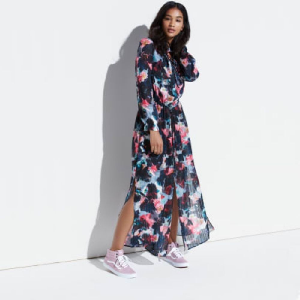 Kohls KLab Sheer Maxi Dress Floral Bohemian Y2K Colorful Tropical Beach Pool L